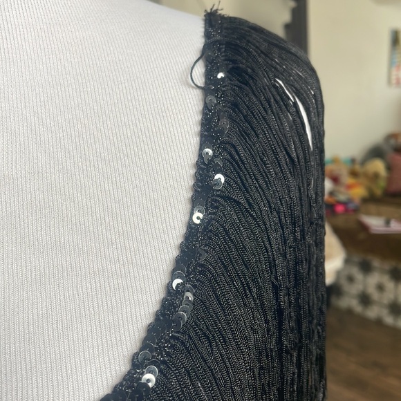 California Costume Collections Black Fringe Sequin Flapper Dress - Picture 7 of 8